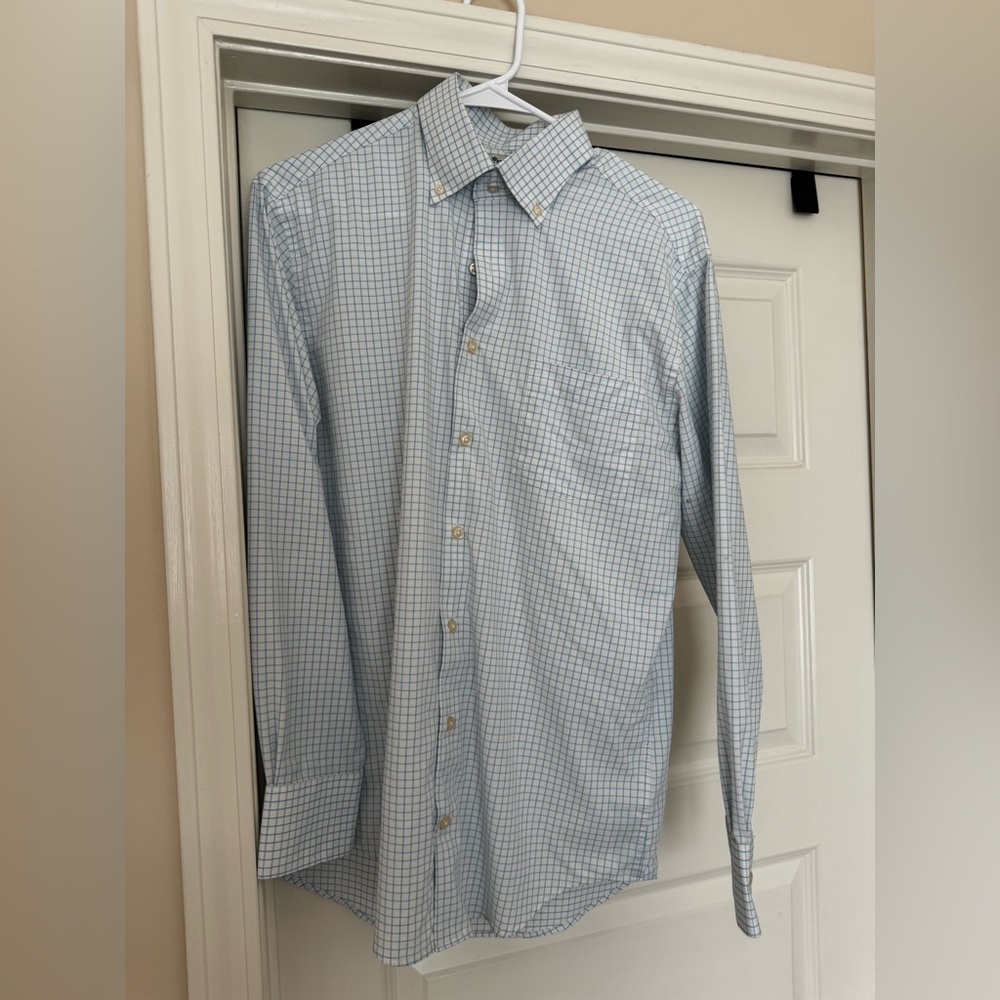 Peter Millar Blue Windowpane Button-Down Shirt - image 2